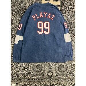 Vintage 90s Pure Playaz Football Jersey Sweatshirt 99 Size 2XL Navy Blue Sunfade